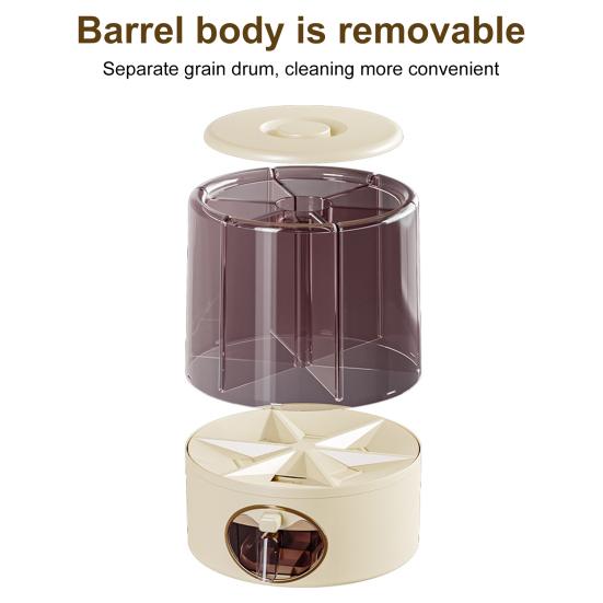 Герметичный дозатор сухого зерна, большая емкость, 6 отсеков, прозрачный вращающийся на 360 градусов дозатор риса, зерновое ведро