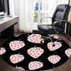 1pc Strawberry Pattern Office Round Area Rug,  Mat Suitable For Office, Under Office Chairs Bedroom Living Room Home Decor, Room Deco