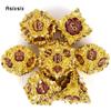 7 Pcs Golden Red Lotus Flower  Metal Dice Solid Metal Polyhedral Dice Set Suitable for Role-Playing RPG  Board Game Card Game