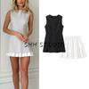 Spring and Summer New Women's Clothing Fashion Style Minimalist Easiest for Match Round Neck Sleeveless Short Top + Short Skirt Two-piece Set Dress