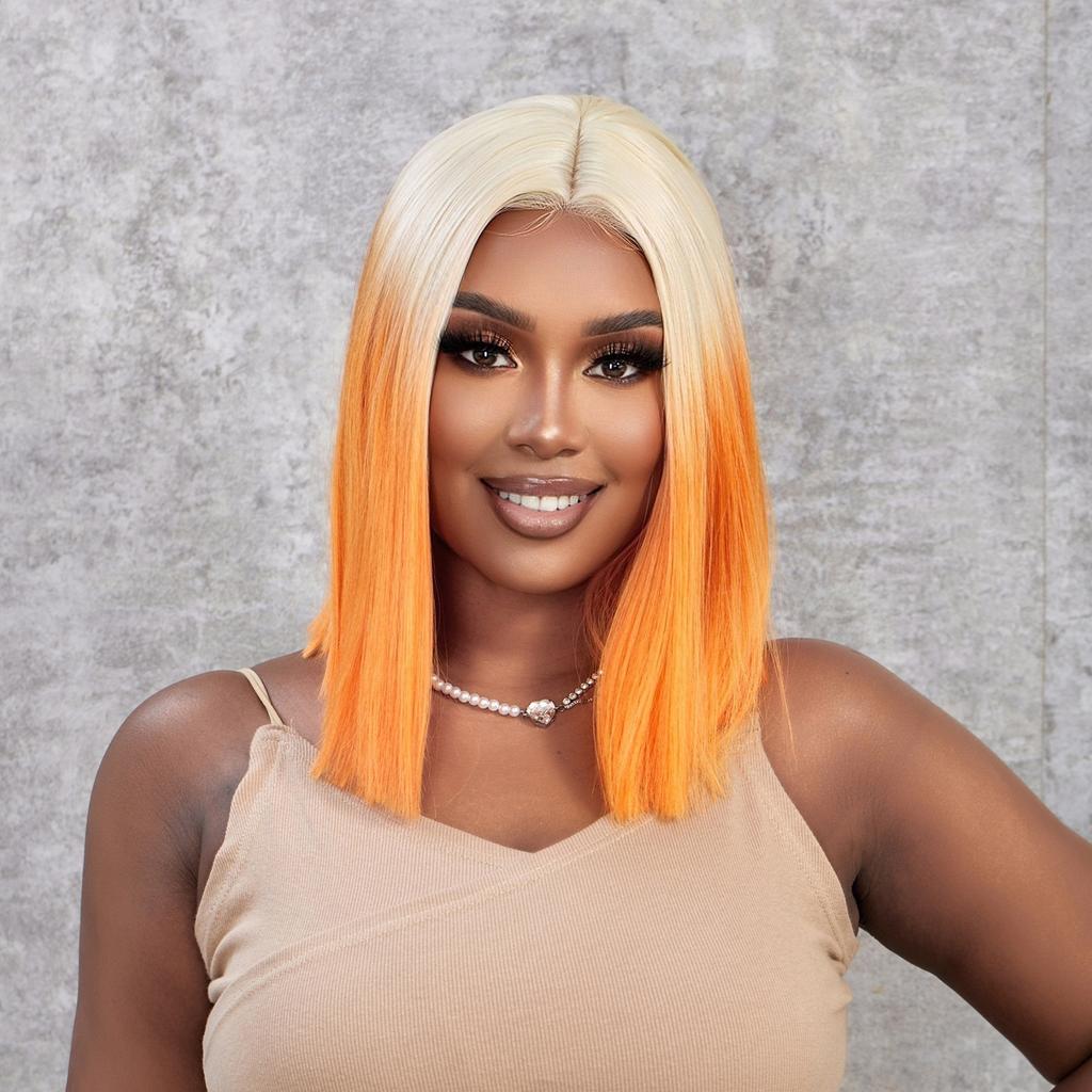 Европейский и американский лоб, плетеный вручную по центру, с разрезом по центру, чехол для парика Bobo с градиентом