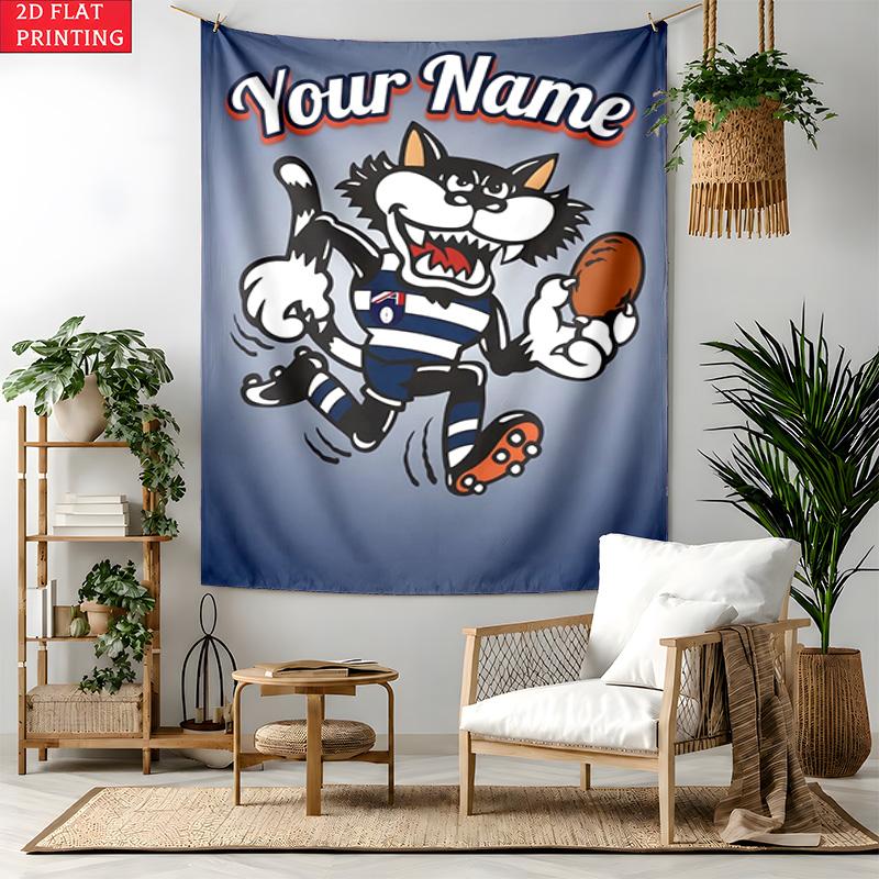 Geelong Cat Custom Name Tapestry Personalized Wall Art Hanging Bohemian Home Decor for Bedroom Dorm Living Room
