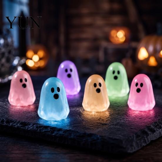 Spooky Atmosphere Decor for Holidays Glow in The Dark Ghost Figurines, Cute Resin Bead Set Halloween Creative Ornaments DIY Projects Decoration, Mini