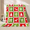 Christmas-themed Background Elements Pattern Blanket Flannel Material Soft Warm for All Seasons, Home Outdoor Camping Picnics RV