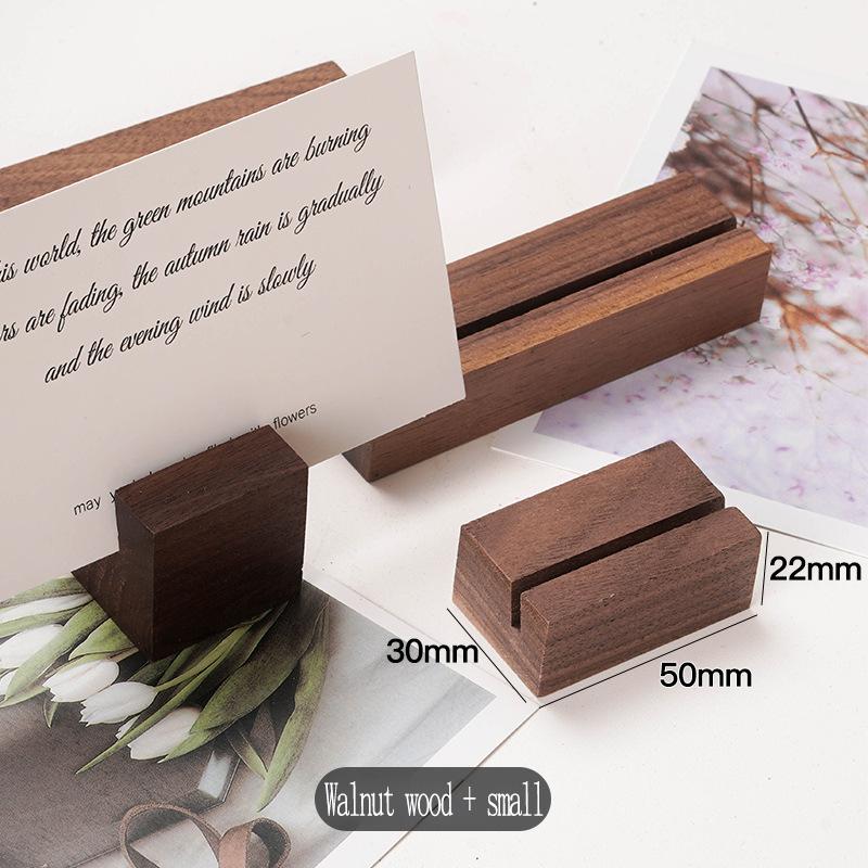 Walnut/Beech Wood Card Holder - Simple Style Photo and Menu Display Base