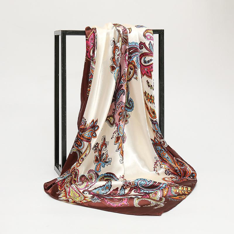 Spring and Autumn Women's Cashew Print Square Scarf Fashion Commuting Versatile Headscarf Stained Rose Square Scarf