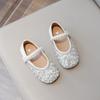 New Little Girl Fashionable Korean Style Pearl Princess Little Leather Shoes Crystal Dancing Shoes