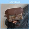 Трендовая клетчатая лоскутная шерстяная сумка через плечо для женщин 2023 Зима Новая мода