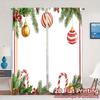 2pcs,Curtains Christmas Baubles Holly Pine (2) Contemporary Popular Curtains Versatile Polyester Curtains Decorations Outdoor