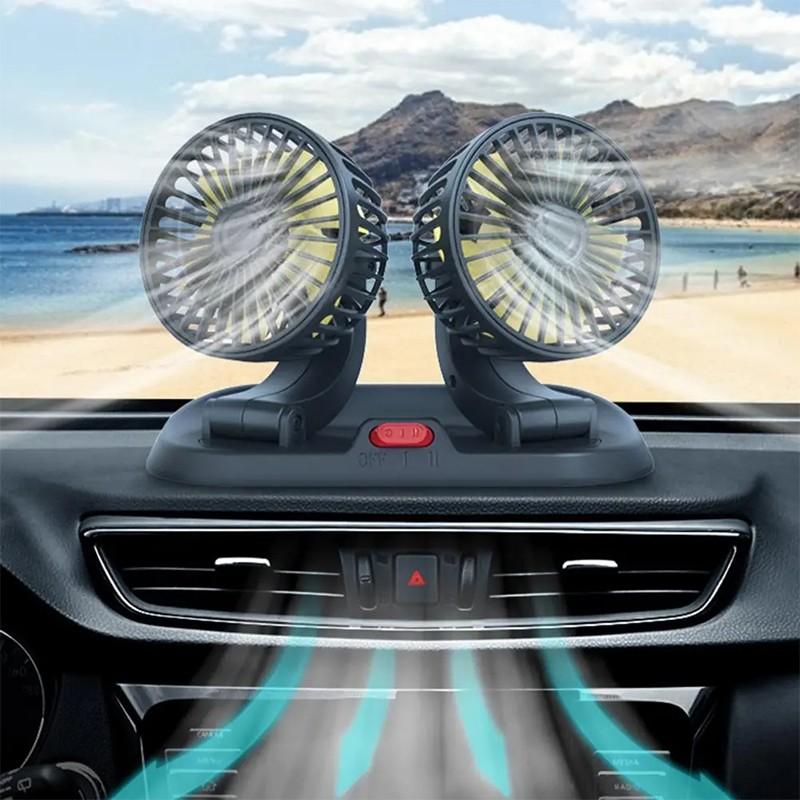 Car Double-Headed Fan Adjustable Multi-Function Car Center Console Mini Double-Headed Small Fan