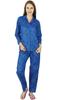 Women Blue Cotton Night Wear Printed Pajama Set Full Sleeve Shirt with