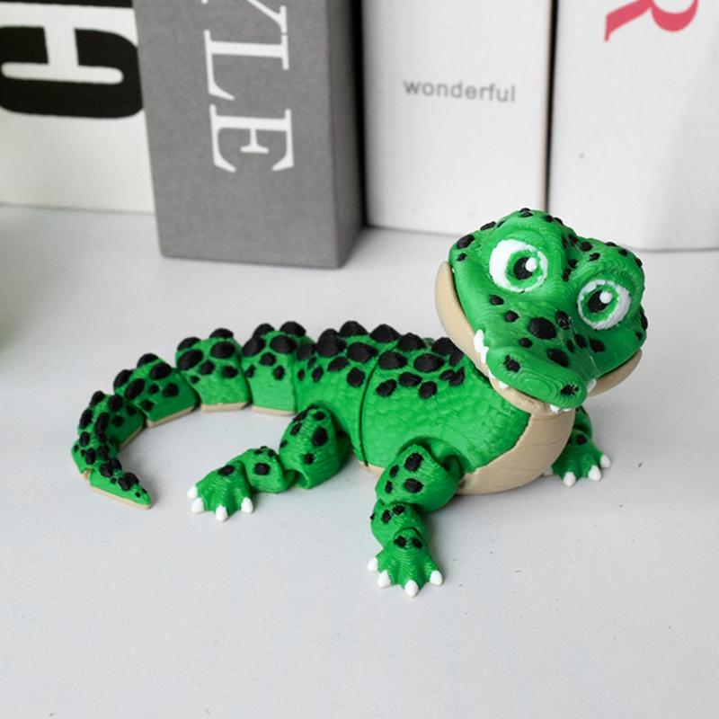 Реалистичная маленькая статуэтка-игрушка крокодила 3D-печать Игрушка Суставы Подвижный Крокодил Зоопарк Маленькое Животное Настольный Декор Детский Забавный Подарок