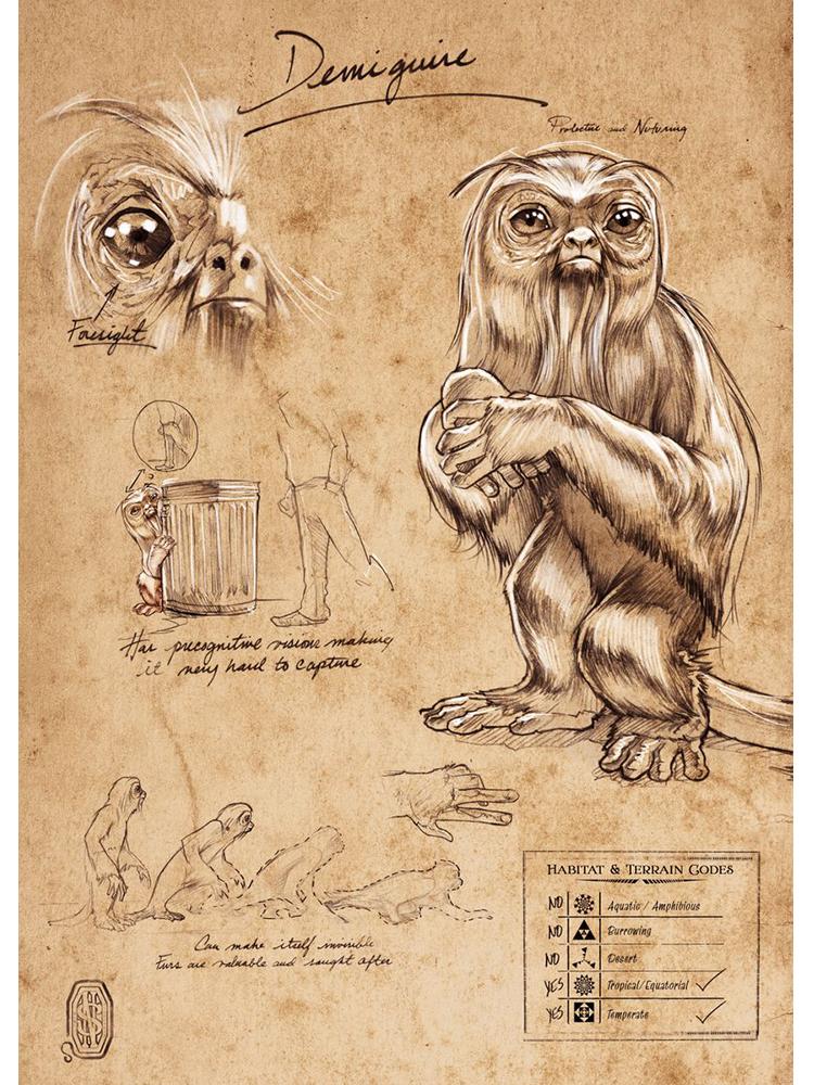 Ретро полевые заметки Niffler Note The Myth Monster 80s печать на холсте постер для гостиной живопись искусство украшение дома Настенный декор