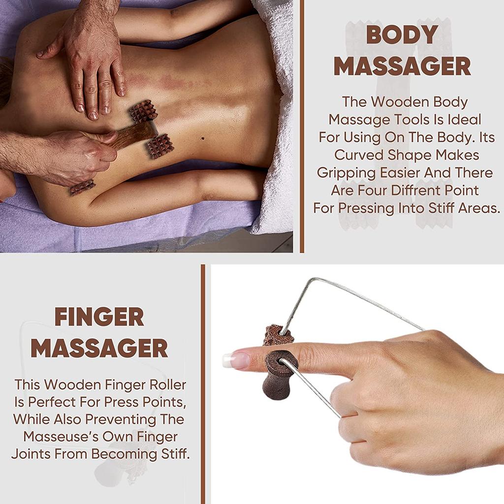 Karigar Creations Деревянный ручной инструмент для акупрессуры Инструменты для массажа тела для снятия стресса и боли, цвет натурального дерева (Упаковка из 6 шт.)