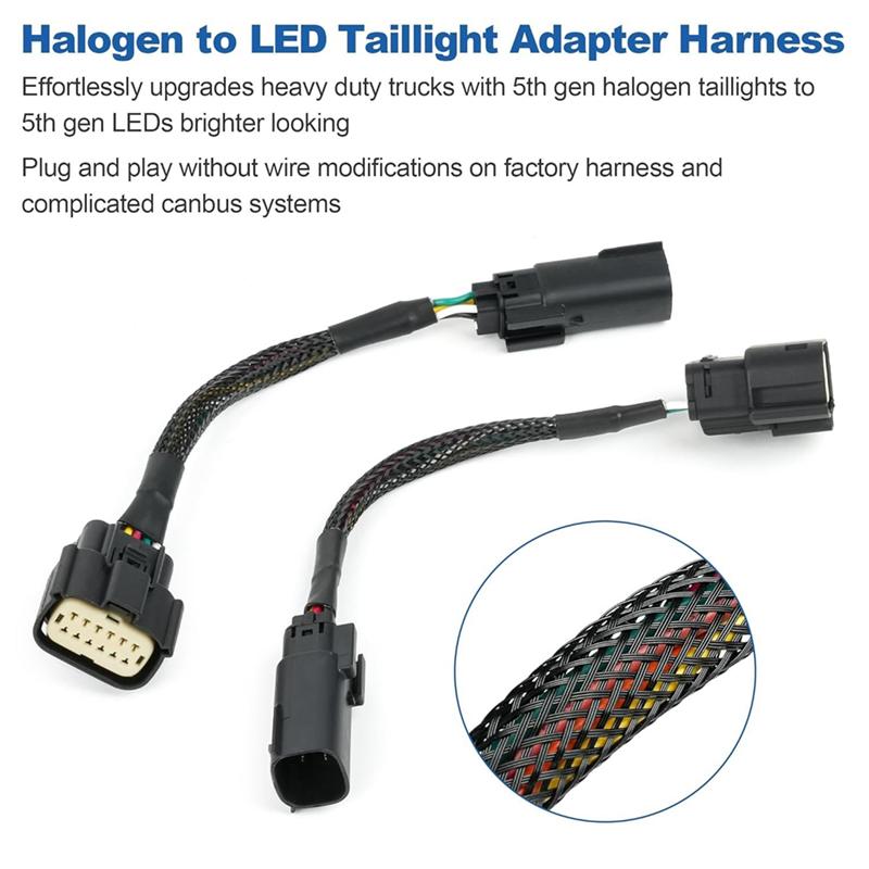 2Pcs For Ram 2500 3500 Truck 2019-2024, 5Th Gen Tail Lamp Wiring Harness Adapter Conversion From Halogen To LED Taillight