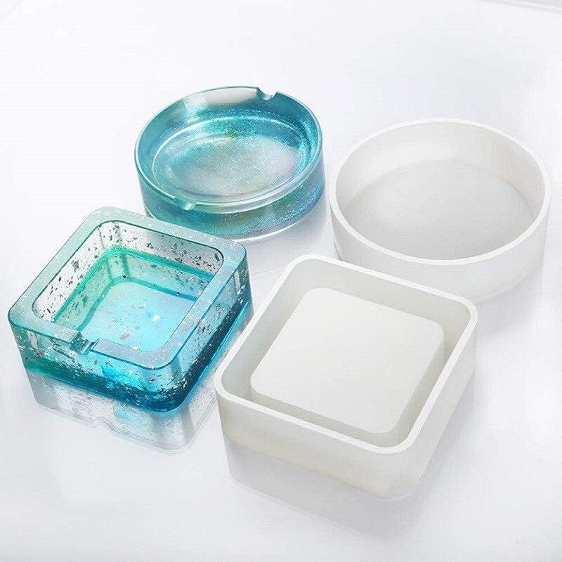 New Mirror Ashtray Silicone Mold Crystal Epoxy UV Resin Plastic Manual Flower Container Glossy Polished DIY Crafts