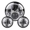 MOVOTOR Headlight Set for Headlight and Fog Lamp LED Light Set Switching Chrome 50W 7-inch Harley-Davidson 7-inch 4.5-inch Hi/Lo