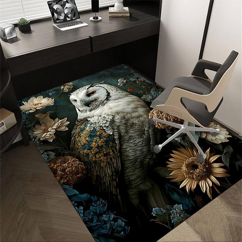 1pc Owl Flowers Carpet Anti Slip Polyester Floor Mat for office.Bedroom