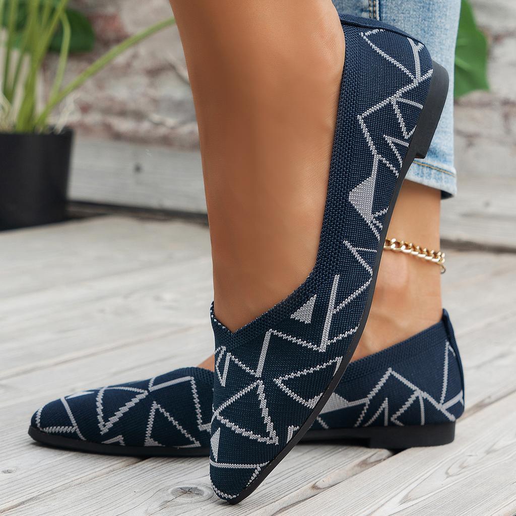 Летние европейские и американские туфли на плоской подошве с острым носком, туфли mom с неглубоким вырезом, вязаные, модные и универсальные