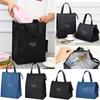 Navy Blue Handbags Hand Zip Office Thermal Insulated Lunch Bags Cooler Bags Food Tote Picnic Bag