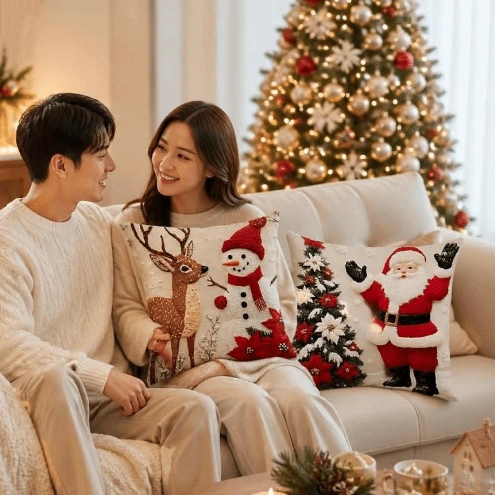 Soft Christmas Pillow Covers Tree Xmas Pillowslip Cartoon Cute Snowman Pillow Cover Home