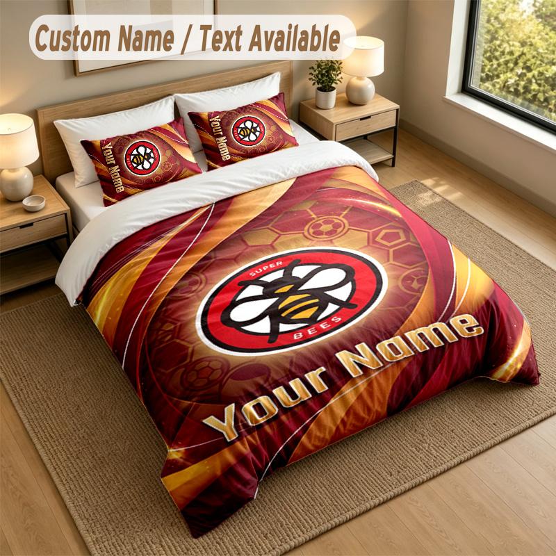 3Pcs Bedding Set Custom Name Text, 1 Sheet 2 Pillowcases Home Bed DecorBrentford Football