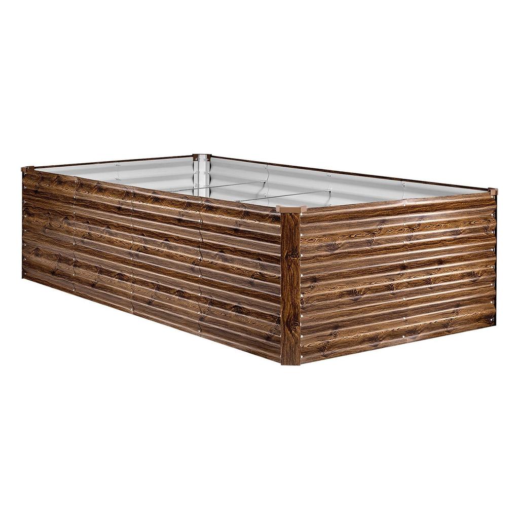Galvanized Raised Garden Bed, 240 x 120 x 62 cm, Rectangular Metal Planter Box Outdoor, Bottomless Elevated Planting Box with Gloves, Alu-Zinc, for