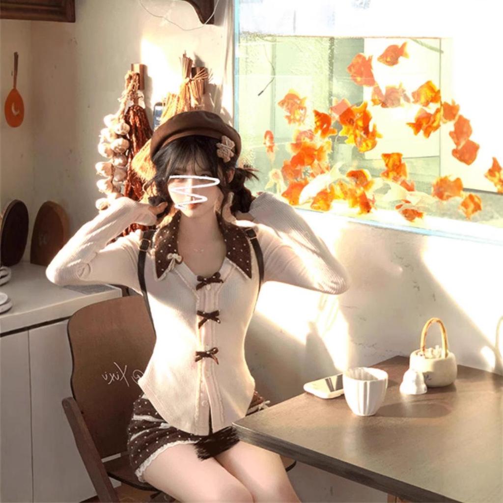 Женский очаровательный кружевной костюм с юбкой - весна и осень в корейском стиле