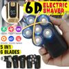 5-In-1 6 Cutter Head Multifunctional Electric Bald Head Shaver Waterproof Rechargeable Trimmer/6 Head Floating Head Cordless Groomer Gray/Golden