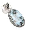 Natural Larimar Gemstone Handmade 925 Sterling Silver Jewelry Pendant 2.17" i2M66