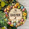 Wooden Happy Easter Bunny & Egg Round Wooden Sign -for Door, Wall, Home, Room, Farmhouse, Street, Shop, Garage, Bar, Garden, and Coffee House Decor