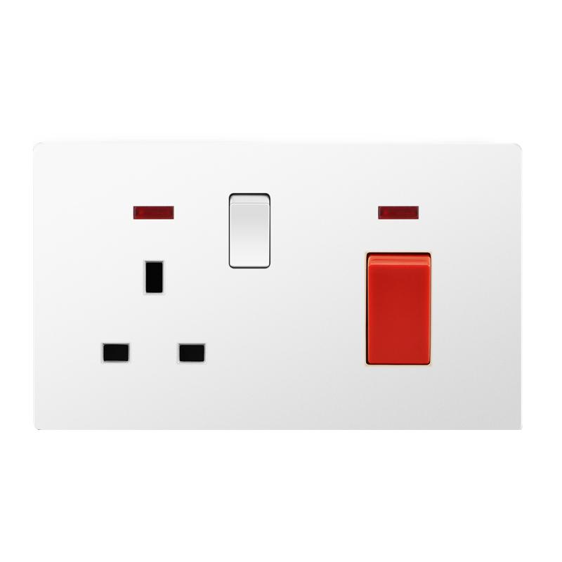 FALIANG 13A 2 Outlets AC 250V PC Material Multi Socket British Standard Modern White Color Luxury Multi-function Sockets