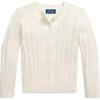 Polo Solid Color Round Neck Cable Knit Cardigan Kids Cardigans White 313962548-002