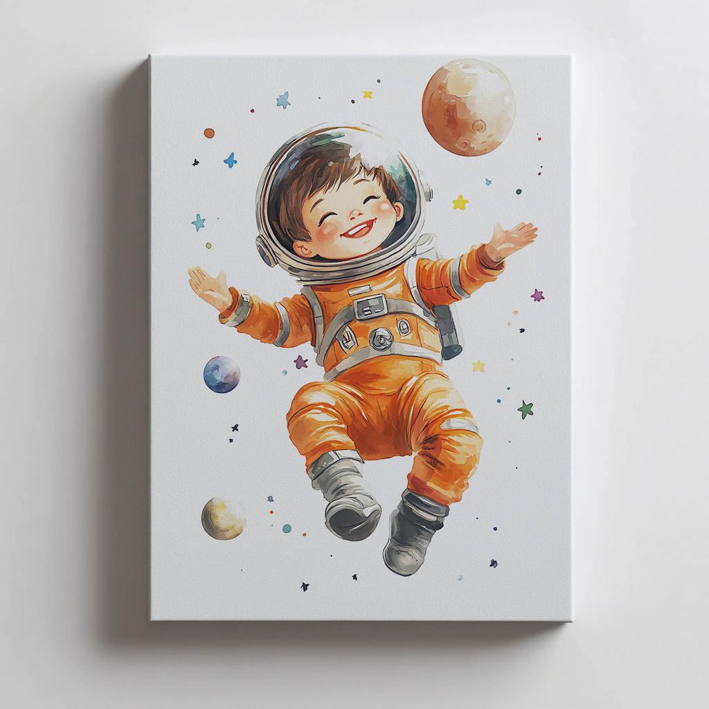 Plakat Mały Kosmonauta Plakat Mały Kosmonauta, 40X50 Cm, Rama Aluminiowa Czarna, Papier Matowy 230 Gsm