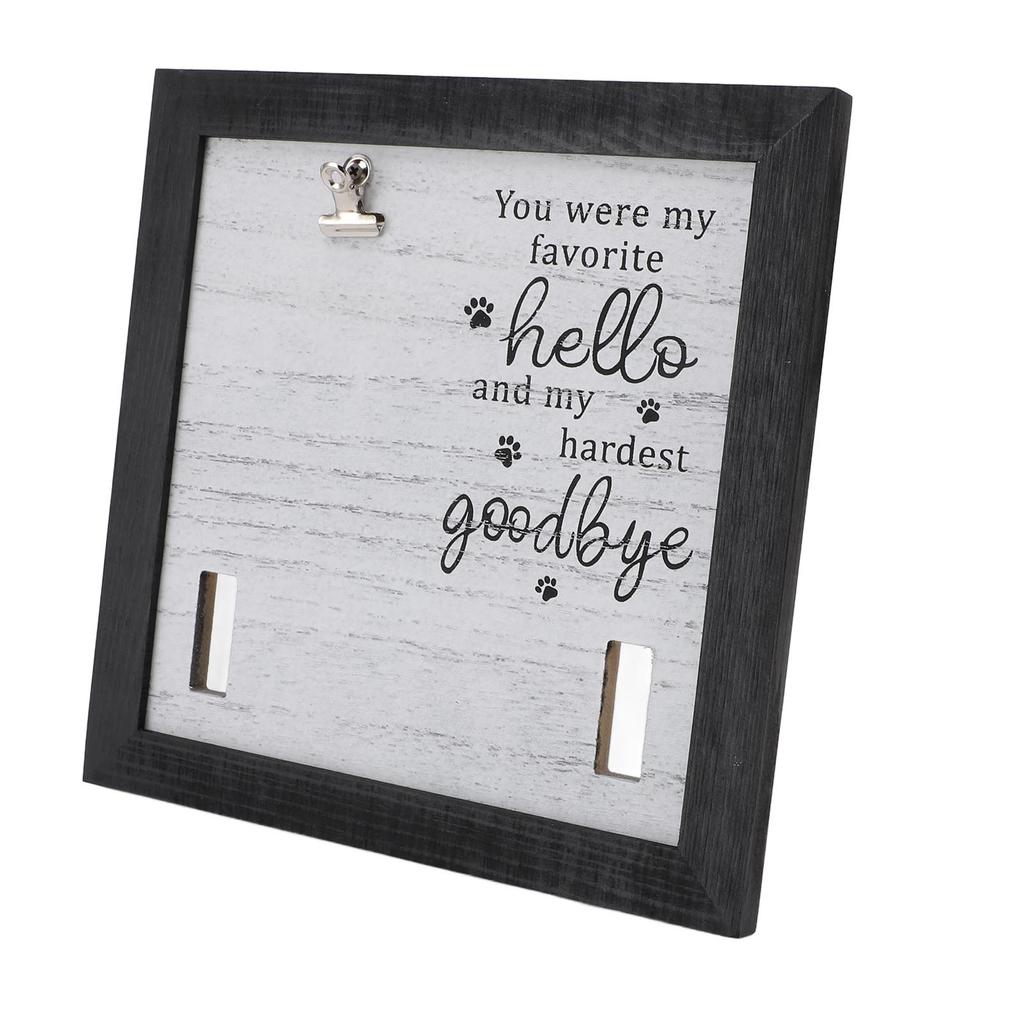 Pet Memorial Picture Frame Wooden Stable Display Dog Cat Collar Keepsake Frame for Tabletop Desk