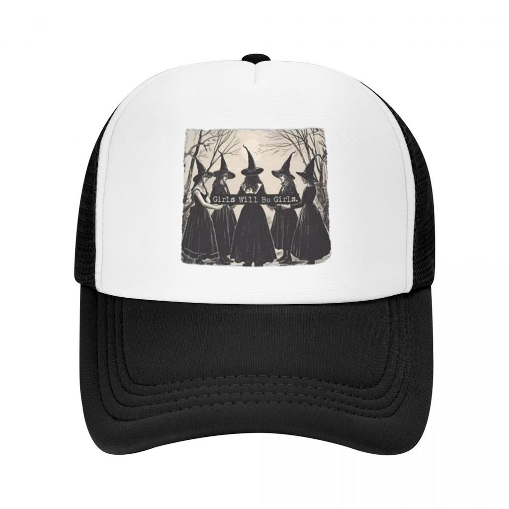 Hocus Pocus Girls Will Be Girls Witch Halloween Hiking Mesh Baseball Caps For Women Spring Female Beach Coquette Hat Trucker Cap