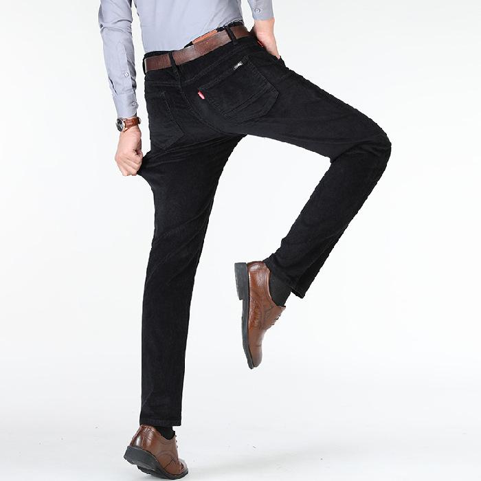 Осень и зима Новые вельветовые мужские эластичные деловые повседневные модные облегающие брюки универсальные маленькие прямые брюки