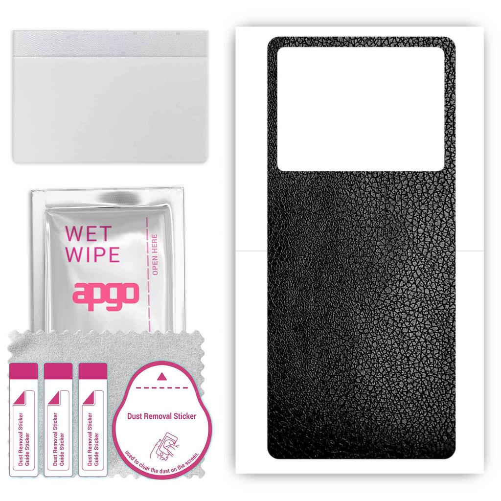 apgo Protective Skin Sticker for the back compatible with Oppo K10 5G, Wrap Film, Foil, Vinyl - Pattern Black Leather