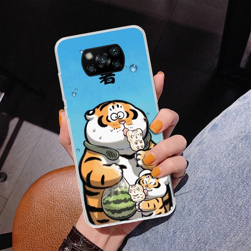 Cartoon Fat Tiger Phnoe Case for Xiaomi Poco X5 X6 X7 Pro X4 Gt F7 Ultra M8 M7 Redmi 15C 15 13C 13 12C 12 Unique Cover Coque Poc