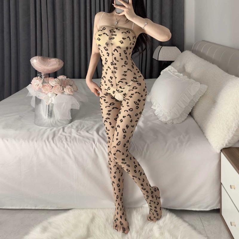 Sexy Onesie Leopard Print High Waist Tight Women's Clothing New Printed Halter Suspenders Play Pure Passion Women