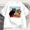 Футболка с рисунком кота и подсолнухов Ван Гога, унисекс, цветочный, черный кот, с круглым вырезом, короткий рукав, модный топ, милая одежда для мужчин и женщин