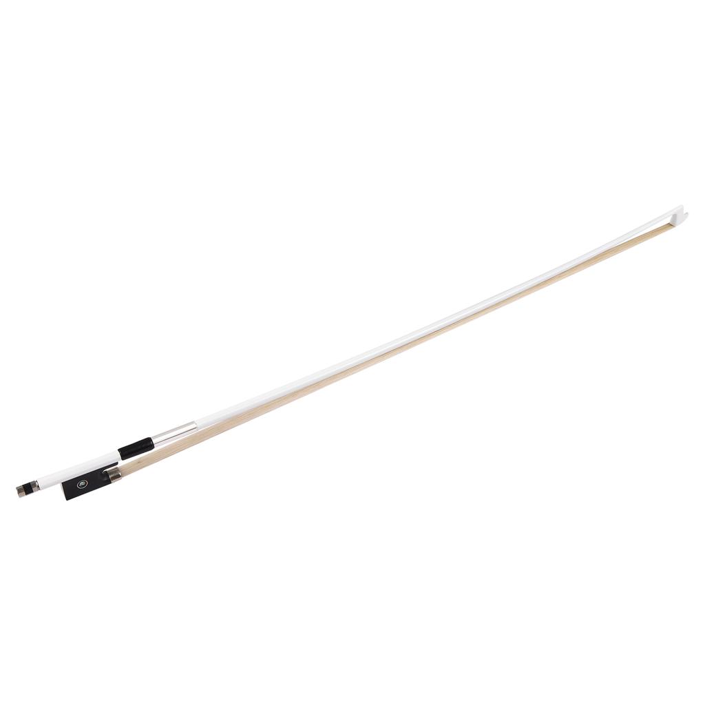 4/4 Violin Fiddle Bow Carbon Fiber Round Stick Ebony Frog White Horsehair Well Balanced Violin Bow