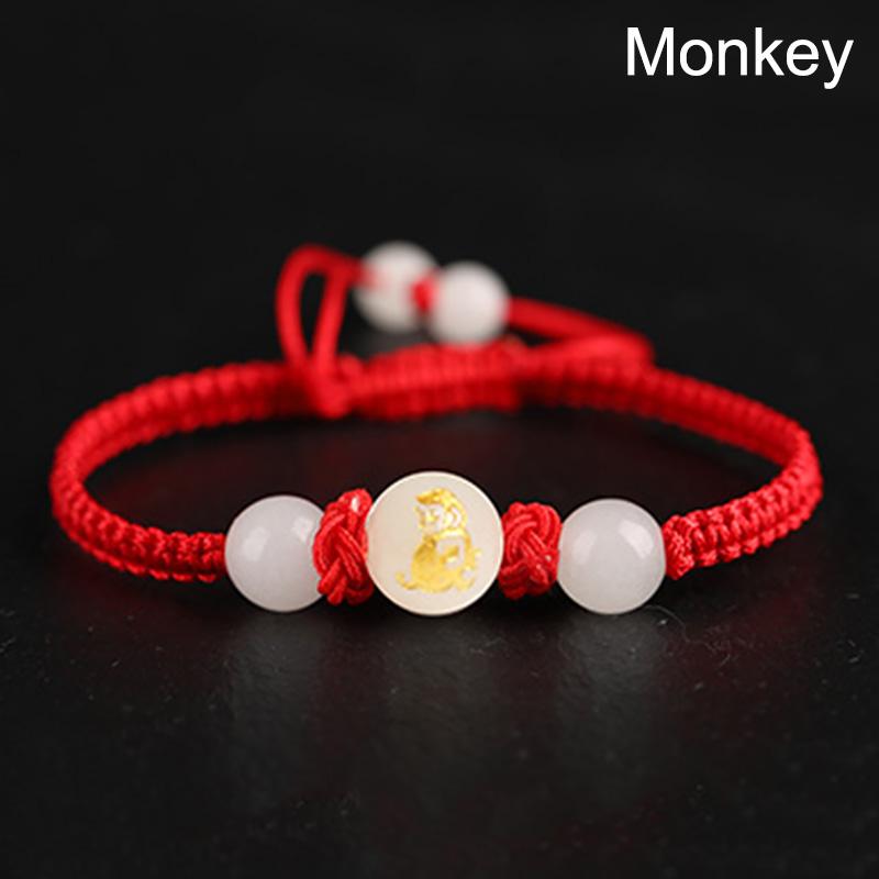 1PC Wristband Red Rope Zodiac Signs Luminous Stone Braided Bracelets Handmade Lucky Unisex