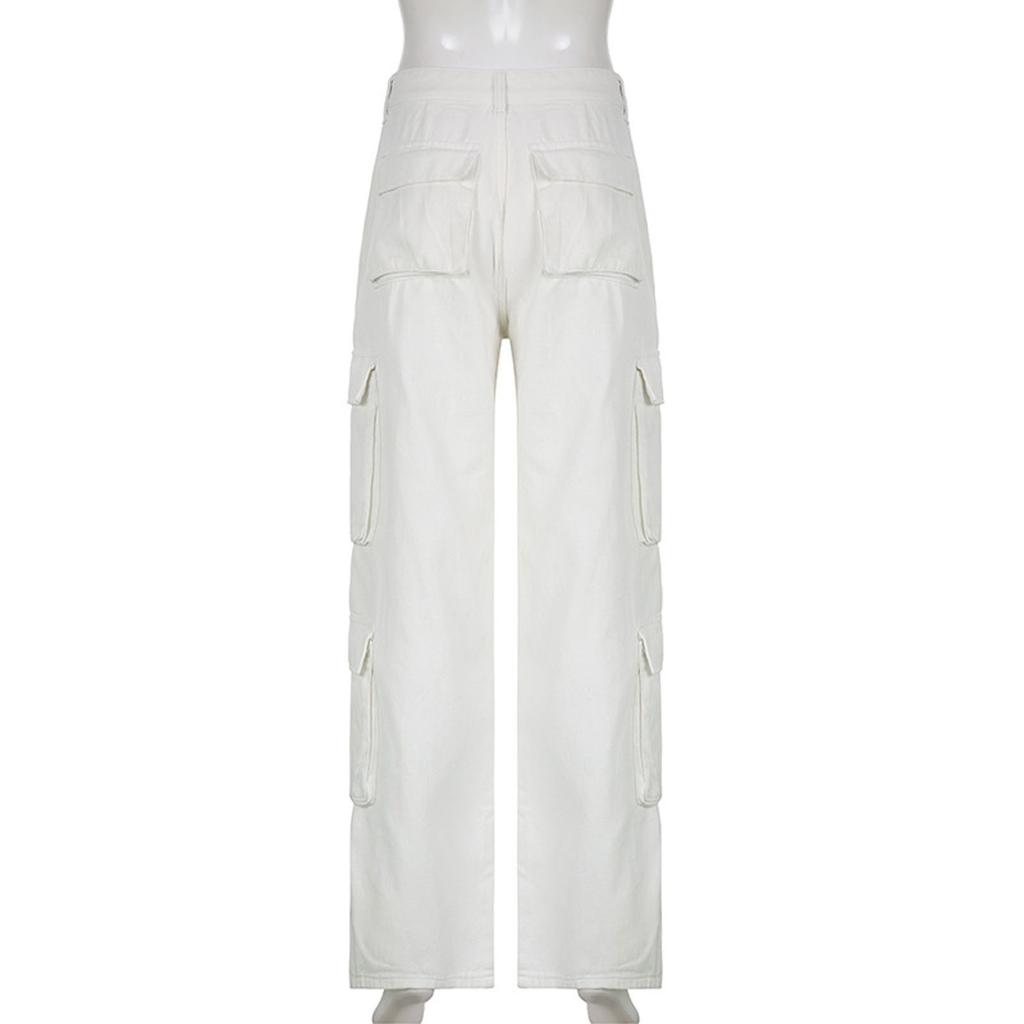 Женские мешковатые брюки-карго, спортивные штаны в стиле хип-хоп, повседневные свободные широкие брюки, джинсы с высокой талией