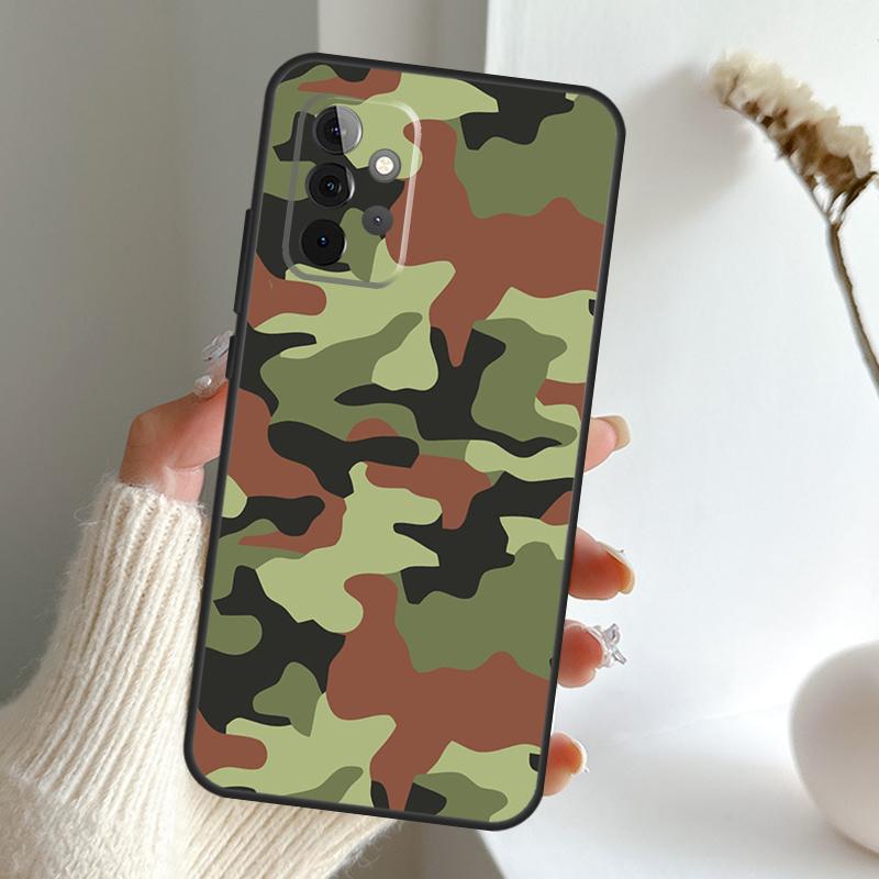 Military Army Camouflage Pattern Case For Samsung Galaxy A16 A26 A36 A56 A55 A35 A15 A54 A34 A14 A52 A32 A12 A13 A33 A53 A17