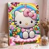 Сад Радуги Hello Kitty Безрамное Искусство с Вставками из Жемчуга | Ручная Работа Жемчужный Декор, Тема Радужного Пикника, для Девочек, Игривый, Свежий Домашний Декор