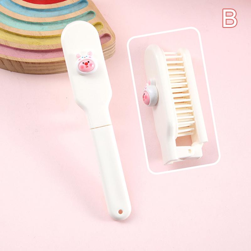 Cute Cartoon Pink Loopy Folding Comb Hairdressing Comb Anti-Static Hair Brush Portable Combs For Girls Women Hair Styling Tools