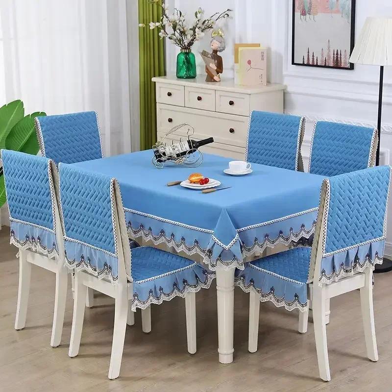 Легкий роскошный волнистый кружевной чехол на стул, утолщенная тканевая подушка для обеденного стола, европейский стиль, большой цветочный скатерть, чехол на стул