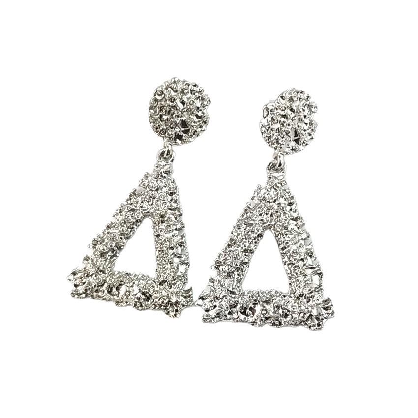 European & American Style Geometric Metal Hollow Triangle Earrings for Women