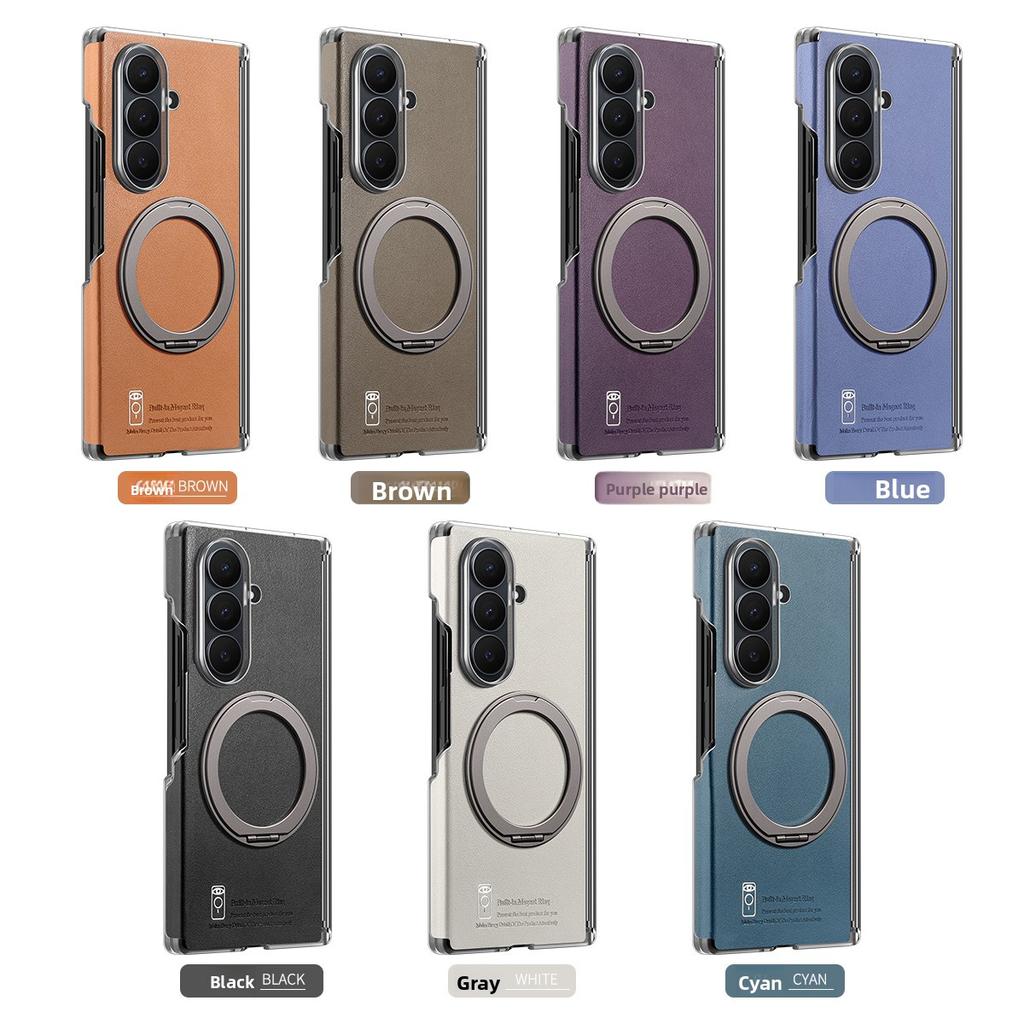 360 Rotating Magnetic Phone Case for Samsung Galaxy Z Fold 7 6 5 4 for Magsafe Wireless Charging Leather Hinge Protection Cover